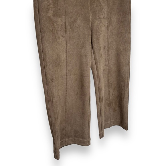 NWT Ann Taylor wide leg crop faux suede tan pants petite size 4 4P NEW - Picture 7 of 11